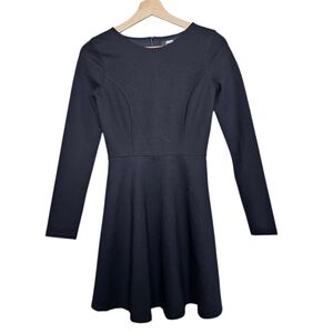Lulu's Long Sleeve Ponte Fit & Flare Skater Black Dress Size XSmall